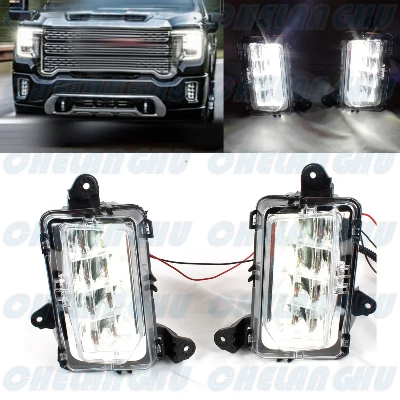 

For GMC Sierra 2019 2020 2021 Car accessories 1 Pair Front Bumper LED Fog Lights Lamp 84513246 84513247