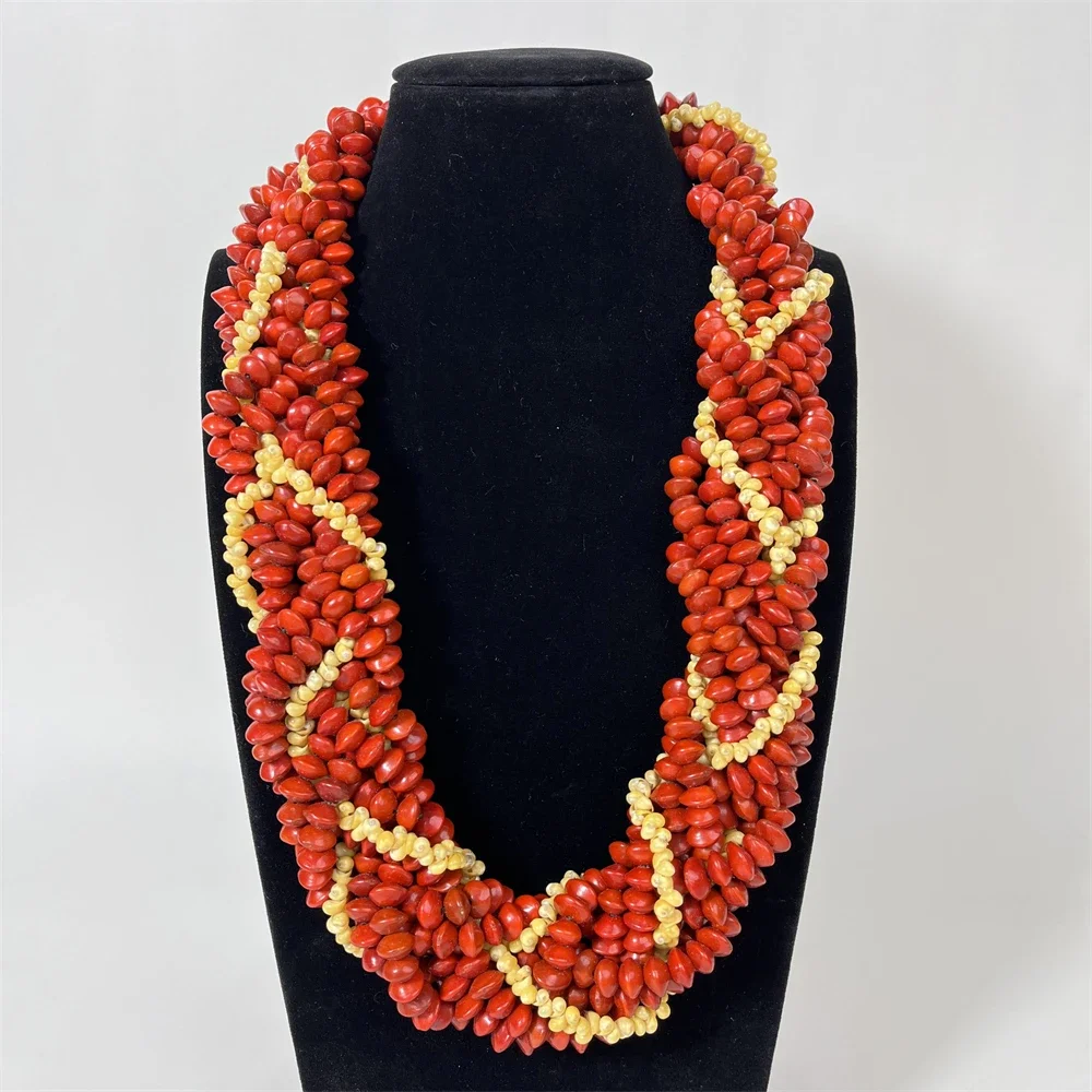 Hawaiian Lopa Seeds Natural Kukui Nuts Leis Necklace Woman Fashion Jewelry Set Graduation Wedding Birthday Luau Party