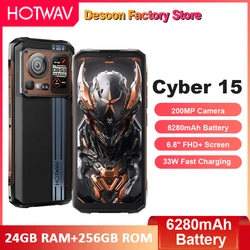 HOTWAV Cyber 15 Rugged Smartphone 6.6'' FHD+ Screen 24GB+256GB 200MP Camera Octa-Core 6280mAh Battery Ultra-thin Mobile Phone