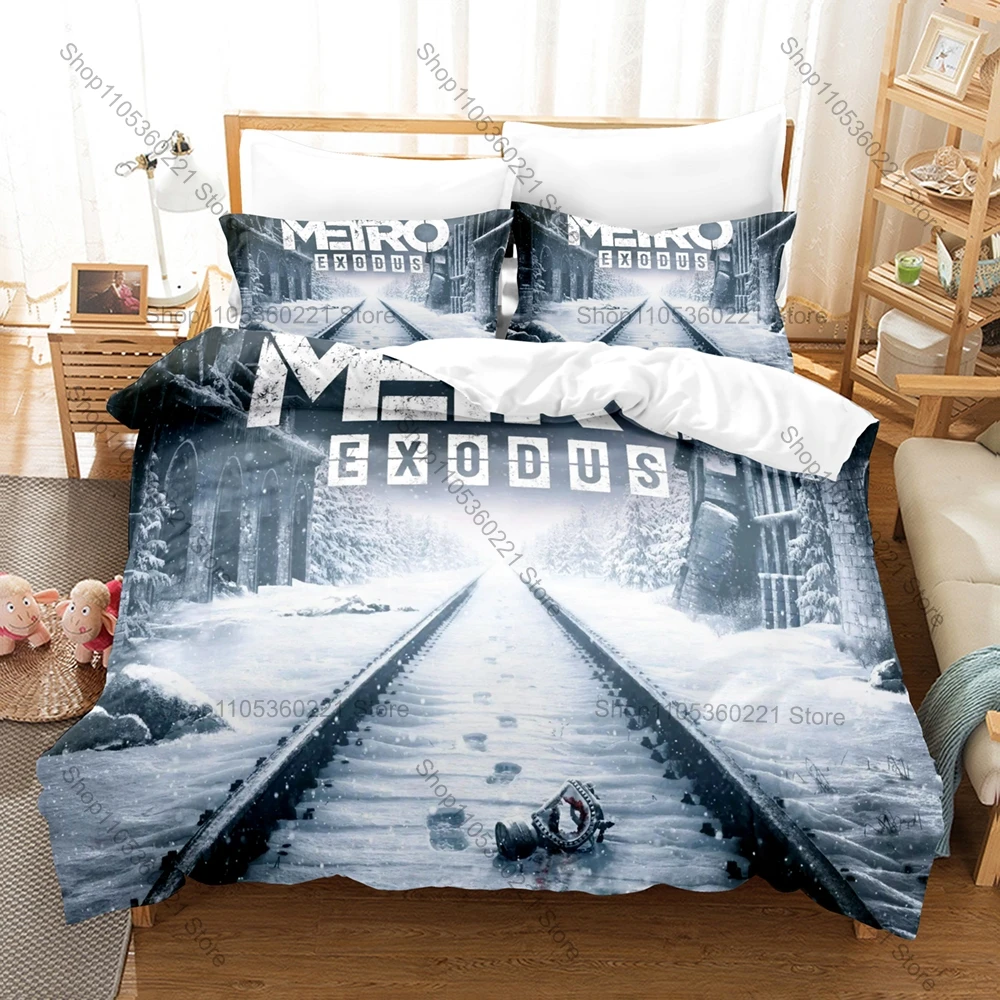 Conjunto de Cama com Tema do Jogo Personality Metro Exodus, Nova Capa de Edredom em Microfibra, Fronha Macia, Roupa de Cama para Decoração de Quarto de Gamers