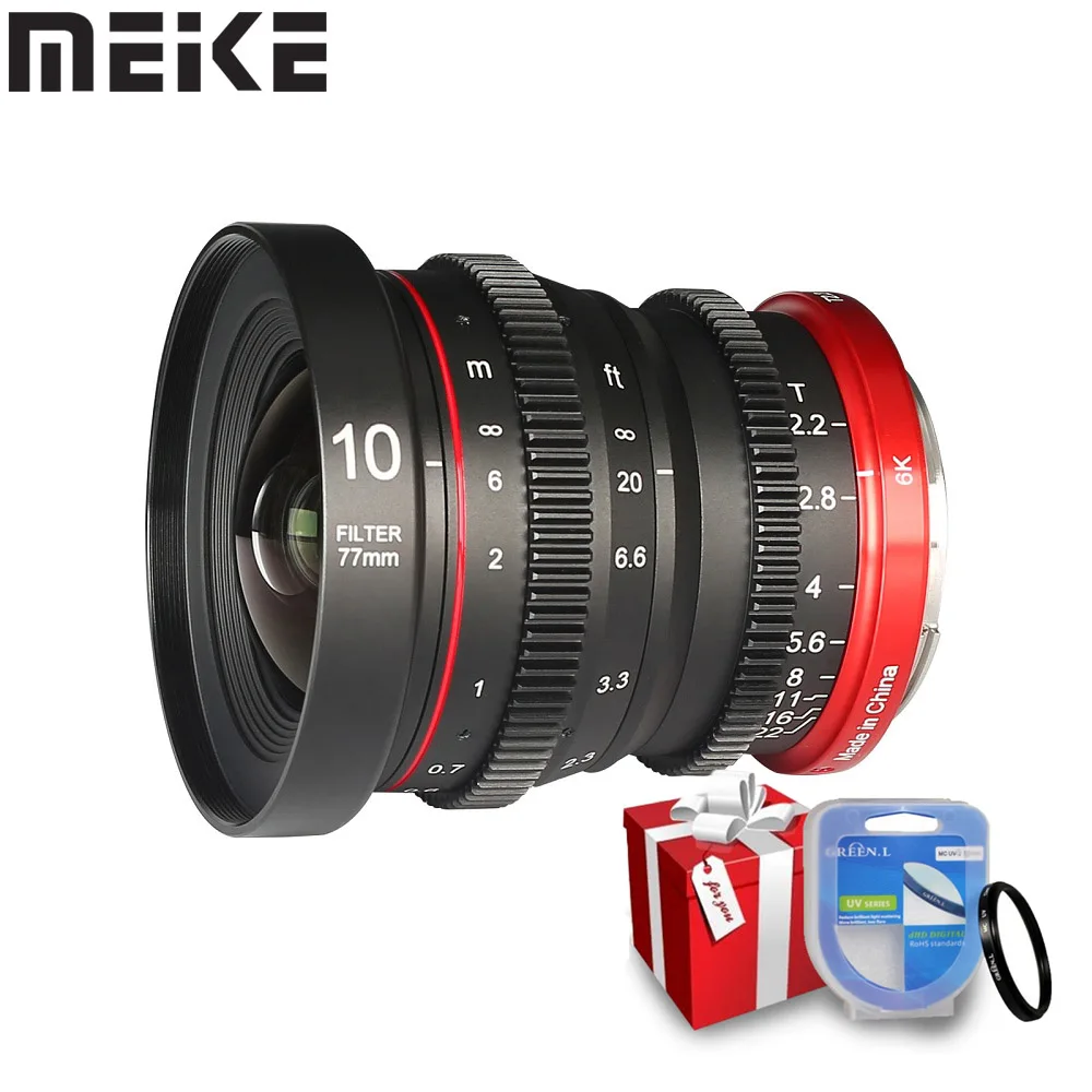 

Meike 10mm 35mm T2.2 S35 Ultra Wide Angle Manual Prime Cine Lens for Canon RF EOS R R5 R6 RP C70 and RED Komodo Cameras APS-C