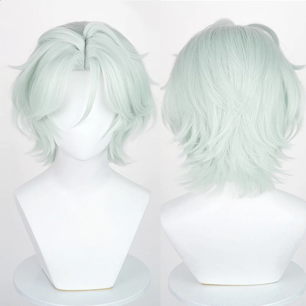 

Короткий прямой синтетический парик мятно-зеленого цвета с центральным пробором, пушистый, термостойкий, для аниме, игр, косплея, на каждый день и для вечеринок