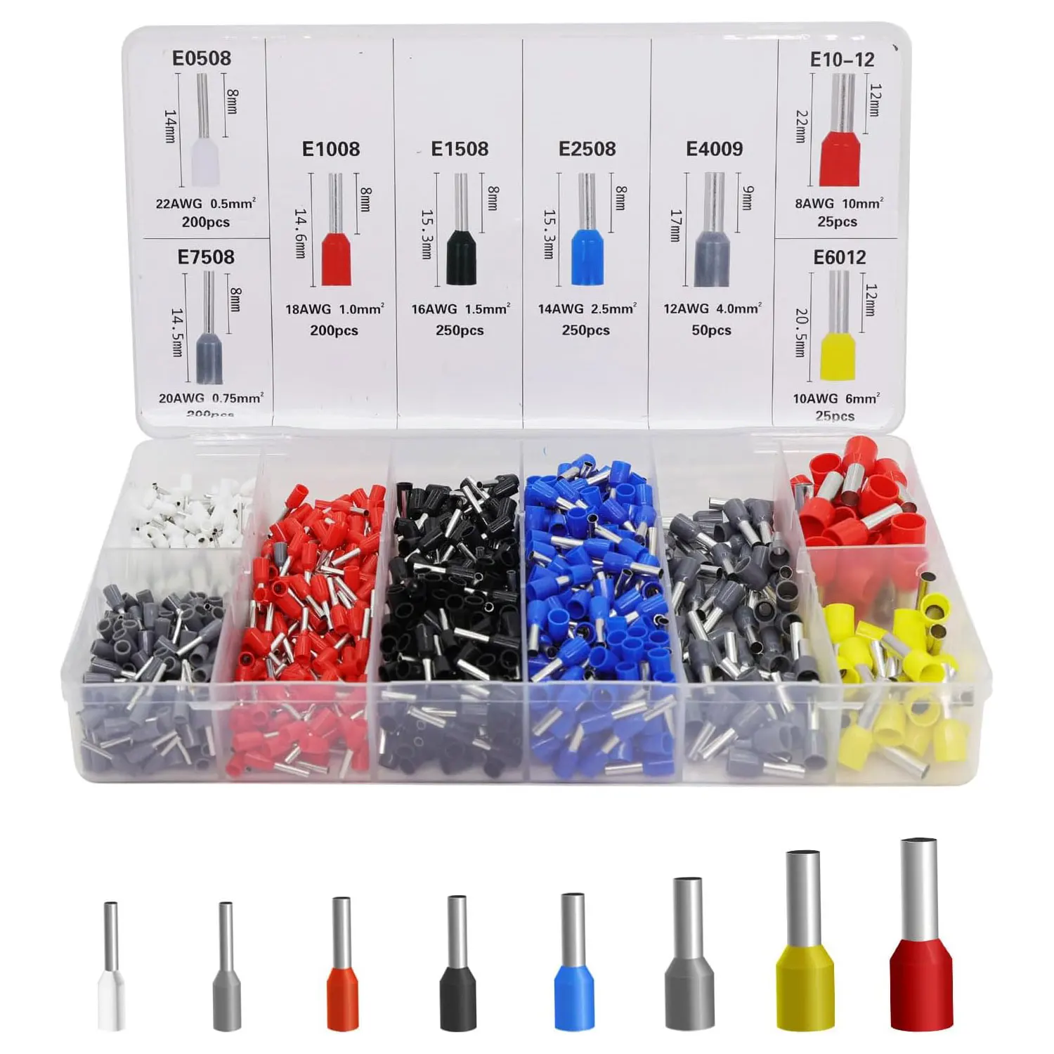 1200PCS Wire Ferrules Terminals Kit Terminal Connector, Wire Insulated Cord Pin Ends Terminals for Electric, Industrial, etc