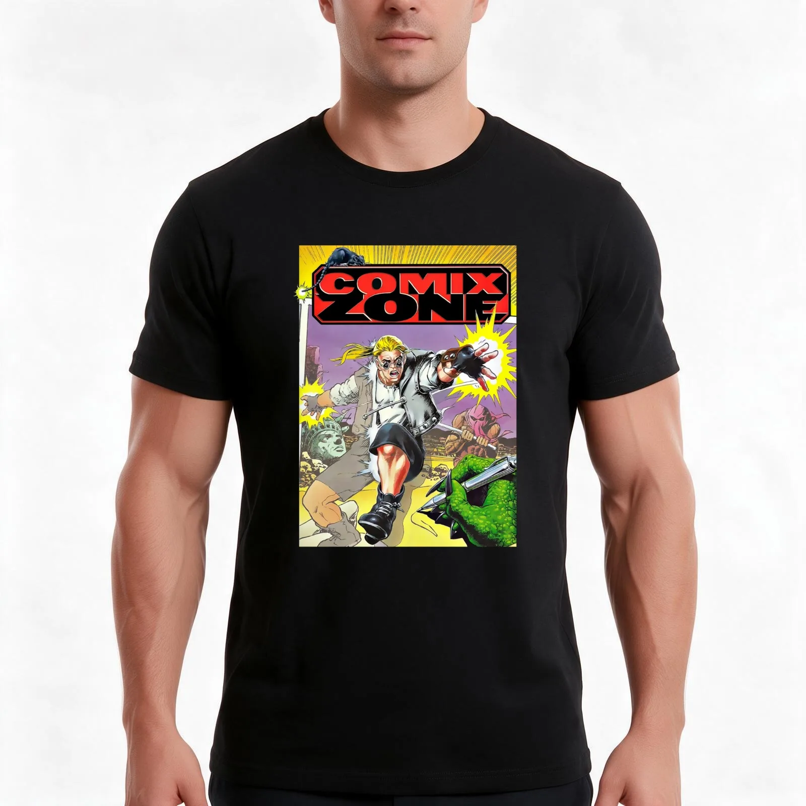 Comix Zone T-Shirt, Summer Casual Cotton Tee, Oversized Streetwear Tops, Vintage Graphic Print, Loose Fit Short Sleeve