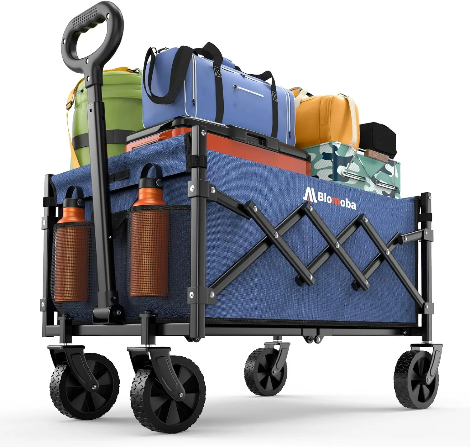 

Collapsible Wagon with Wheels, 220 lbs Wagons Carts Foldable Wagon Cart with Flexible Handle, Lightweight Portable Folding Utili