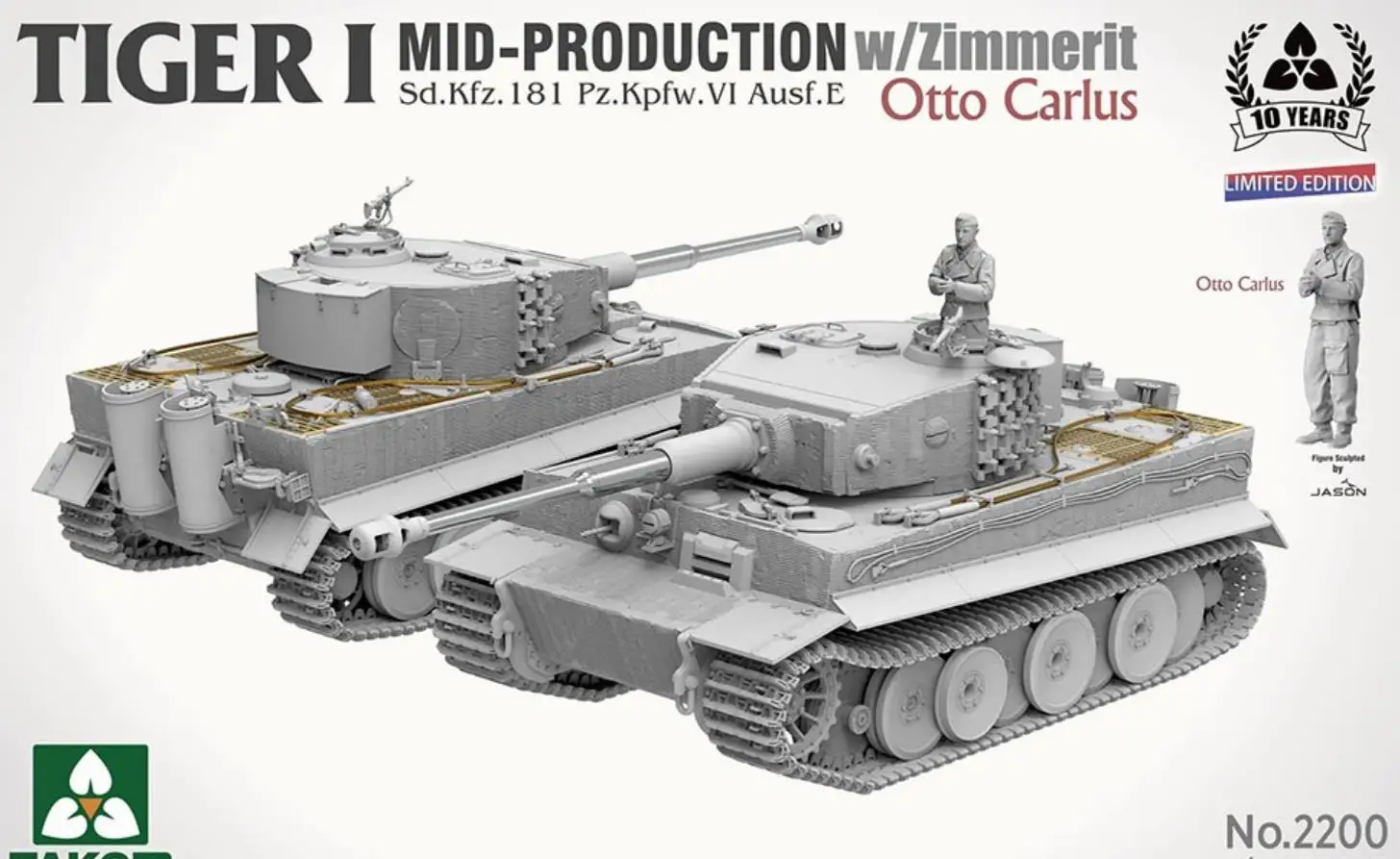 

TAKOM 2200 1/35 Scale Tiger I Mid Production w/Zimmerit `Otto Carius` Model Kit