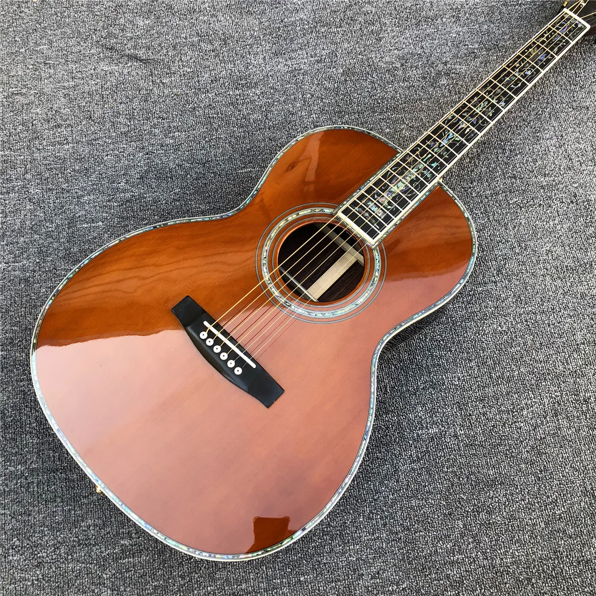 39 Inhces 000 Type Wine Red Solid Spruce Acoustic Guitar Abalone Inlays Rosewood Body Guitar Ebony Fingerboard