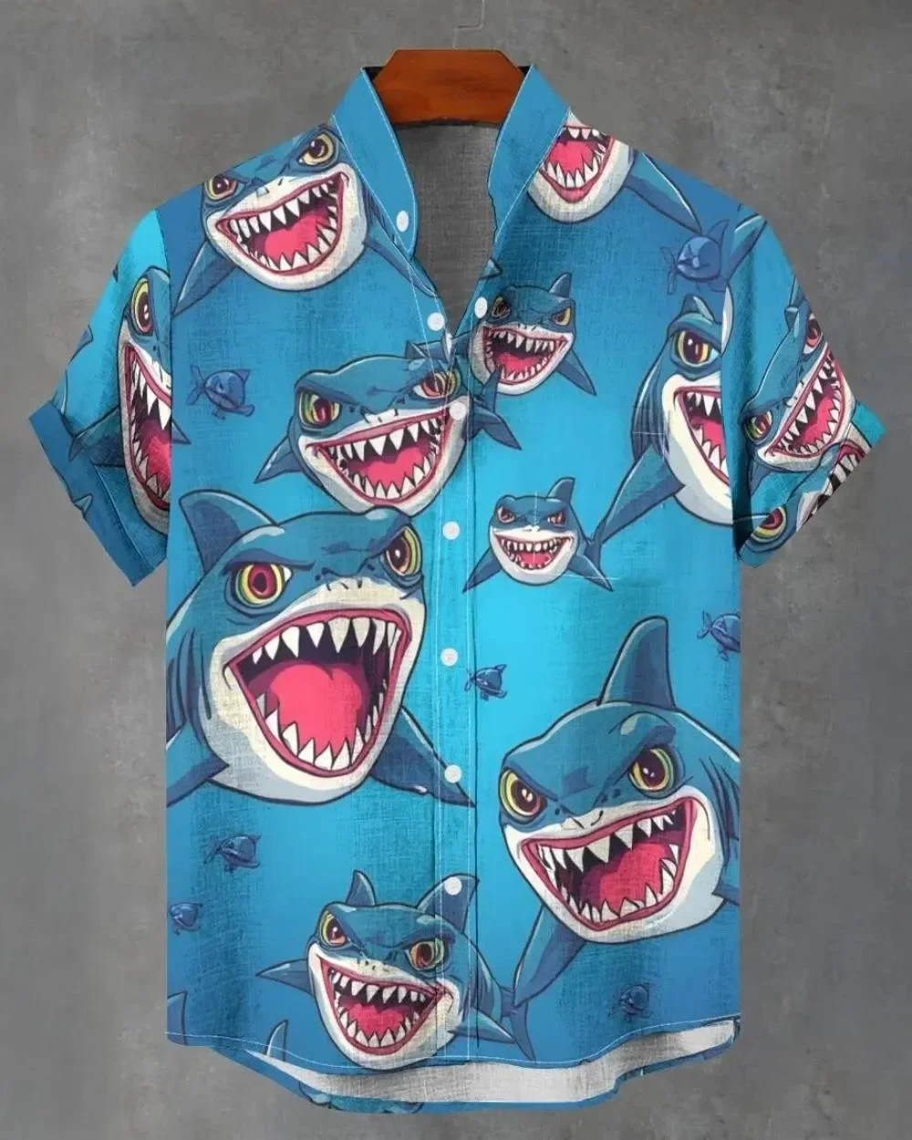 New Men's Beast Personalized Design 3D Printed Casual Short-sleeved Shirt Party Funny Fashion Button Top Outdoor Shirt