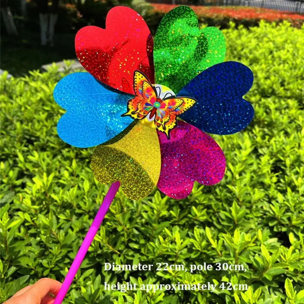 Moinho de vento de lantejoulas tradicional multiestilos, insetos de desenho animado, borboleta, abelhas, libélulas, moinho de vento portátil, diâmetro 22/38cm