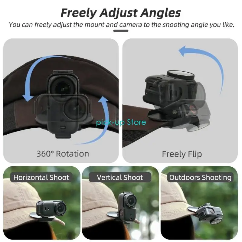 Q5WA 360°Rotatable Adjustable Hat Clip Mount For OsmoNano Action Camera Holder HandsFree Recording During Outdoor Sports