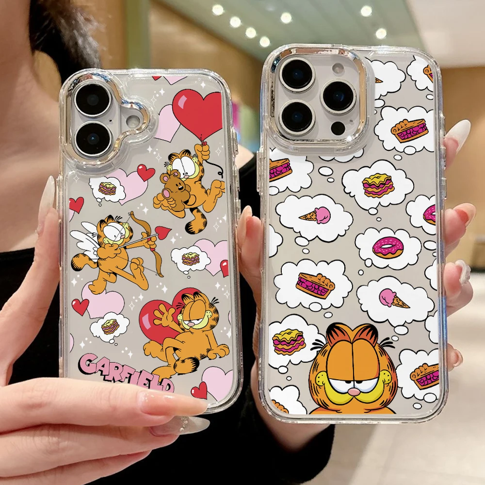 Cartoon Cat Garfields Phone Case for Samsung Galaxy S26 S25 Edge S24 S23 S22 S21 S20 FE Ultra Plus 5G Luxury Transparent Cover