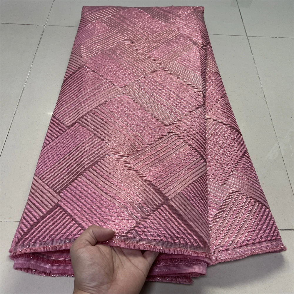 2025 tela de encaje de tul nigeriano africano de alta calidad Jacquard Organza bordado guipur para fiesta vestido de graduación 5 yardas YXZ179
