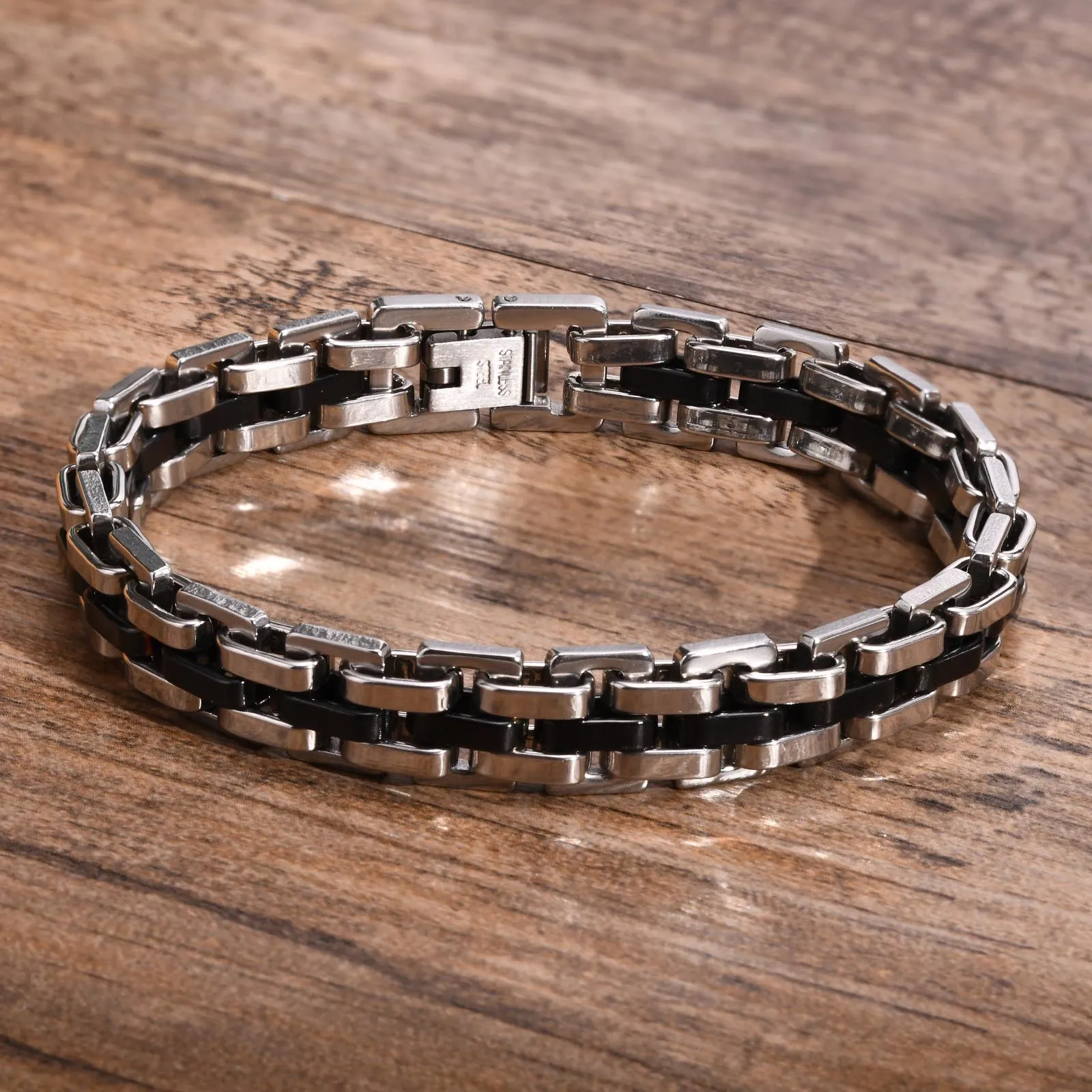 Gents Bracelet for Men, Two Tone Stainless Steel Bracelet, Men Jewelry