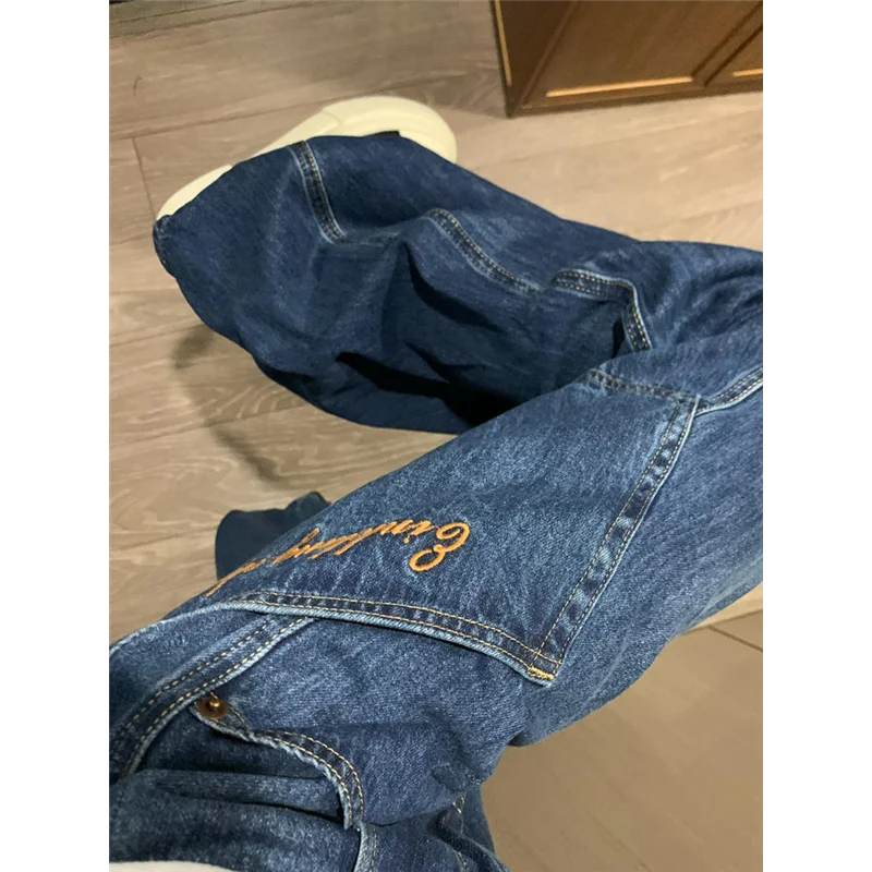 

Ретро-джинсы в американском стиле для женщин, весна-осень, с высокой талией, широкие штанины, длиной в пол, свободного кроя, модель Knife ape kets