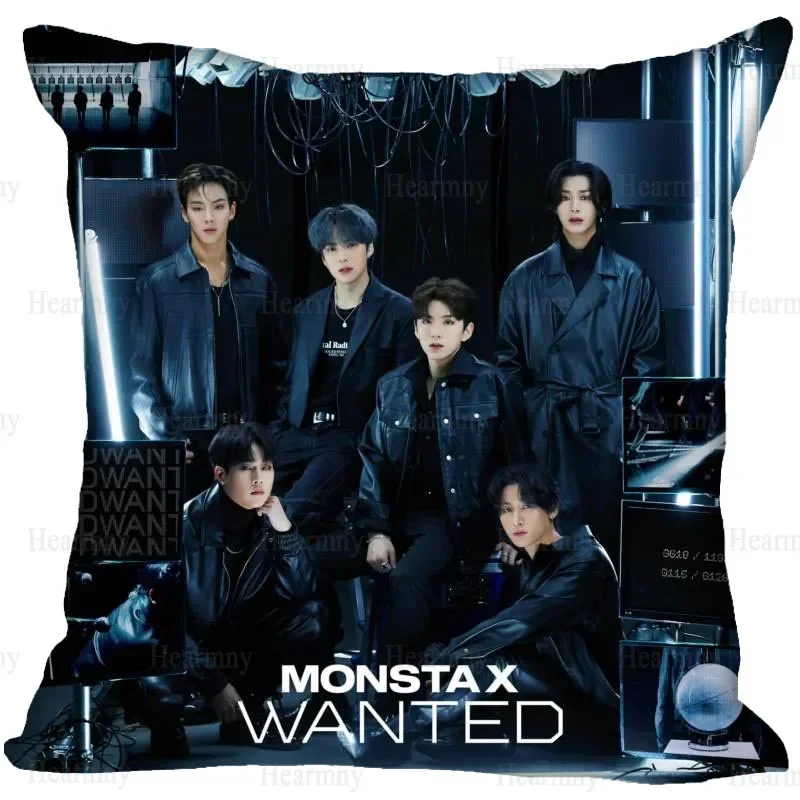 KPOP MONSTA X Pillow Case For Home Decorative Pillows Cover Invisible Zippered Throw PillowCases 45X45cm 0512