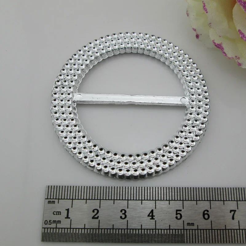 10pcs Triple Round Acrylic Buckle Silver For Sewing Costume Craft