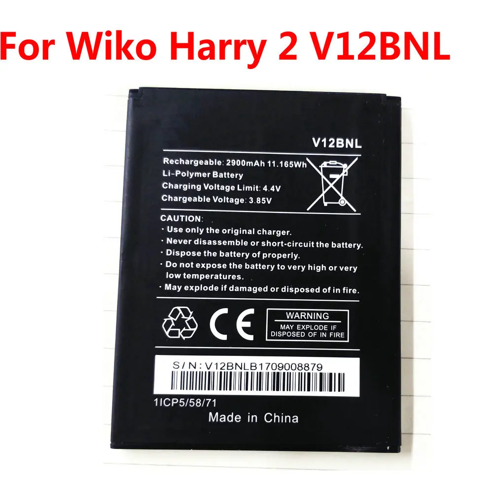 

NEW Original 2900mAh V12BNL Battery For Wiko Harry 2 Harry2 Mobile Phone