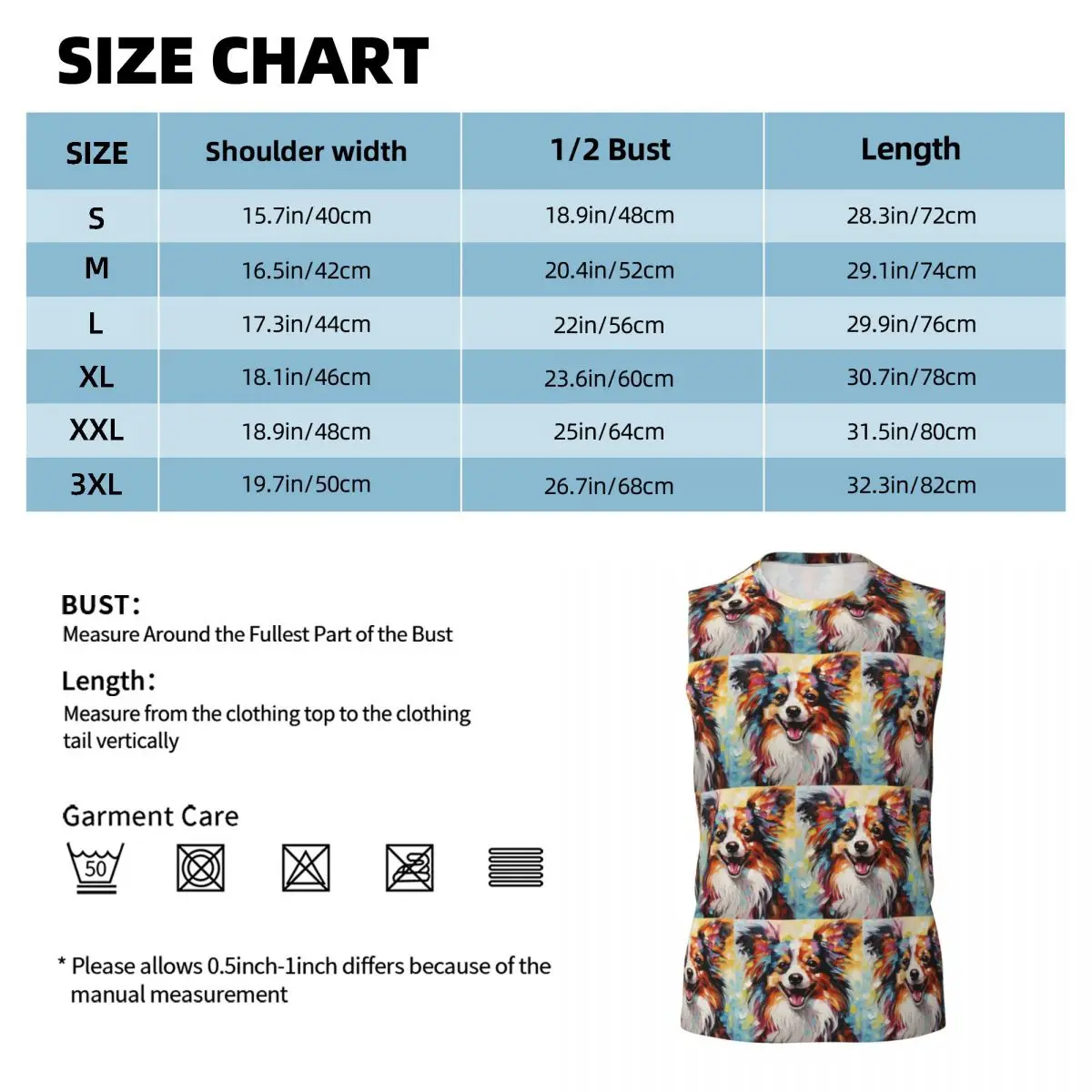A Papillon Dog Masterpiece Men Printed Sleeveless T-shirt Casual Hip Hop Street Style Beach Holiday Tank Tops