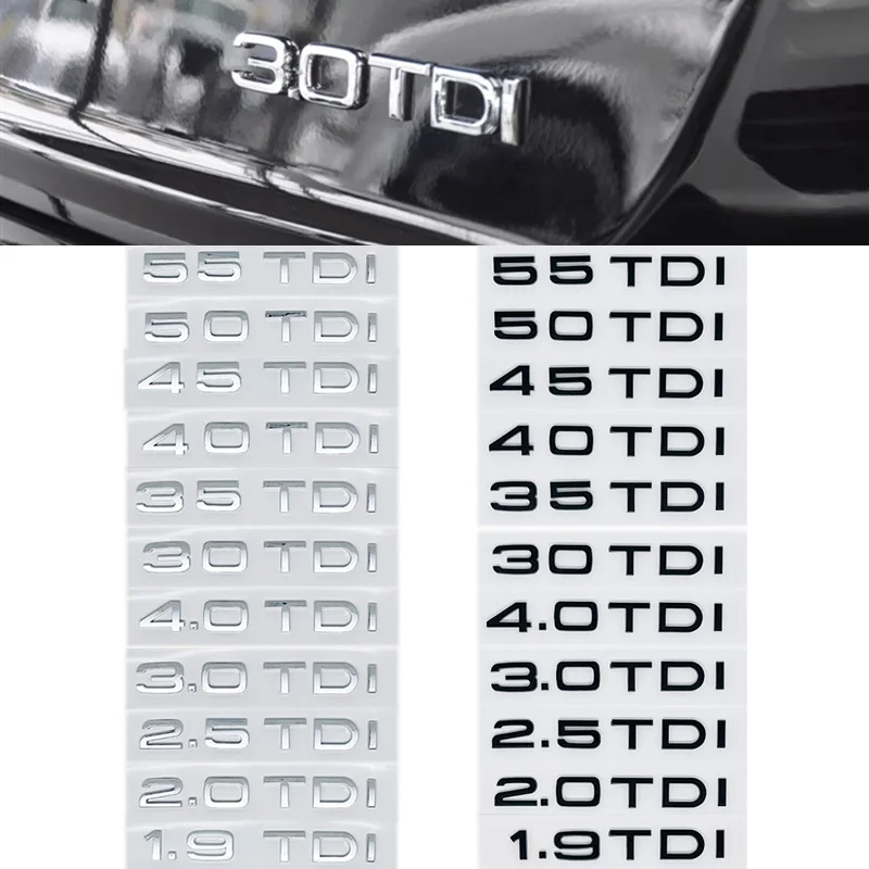 3D ABS Car Sticker For 2.0 2.5 3.0 4.0 TDI 30 35 40 45 50 55 TDI A4 A5 A6 A7 A8 Q5 Q7 Letter Emblem Rear Trunk Decoration Badge