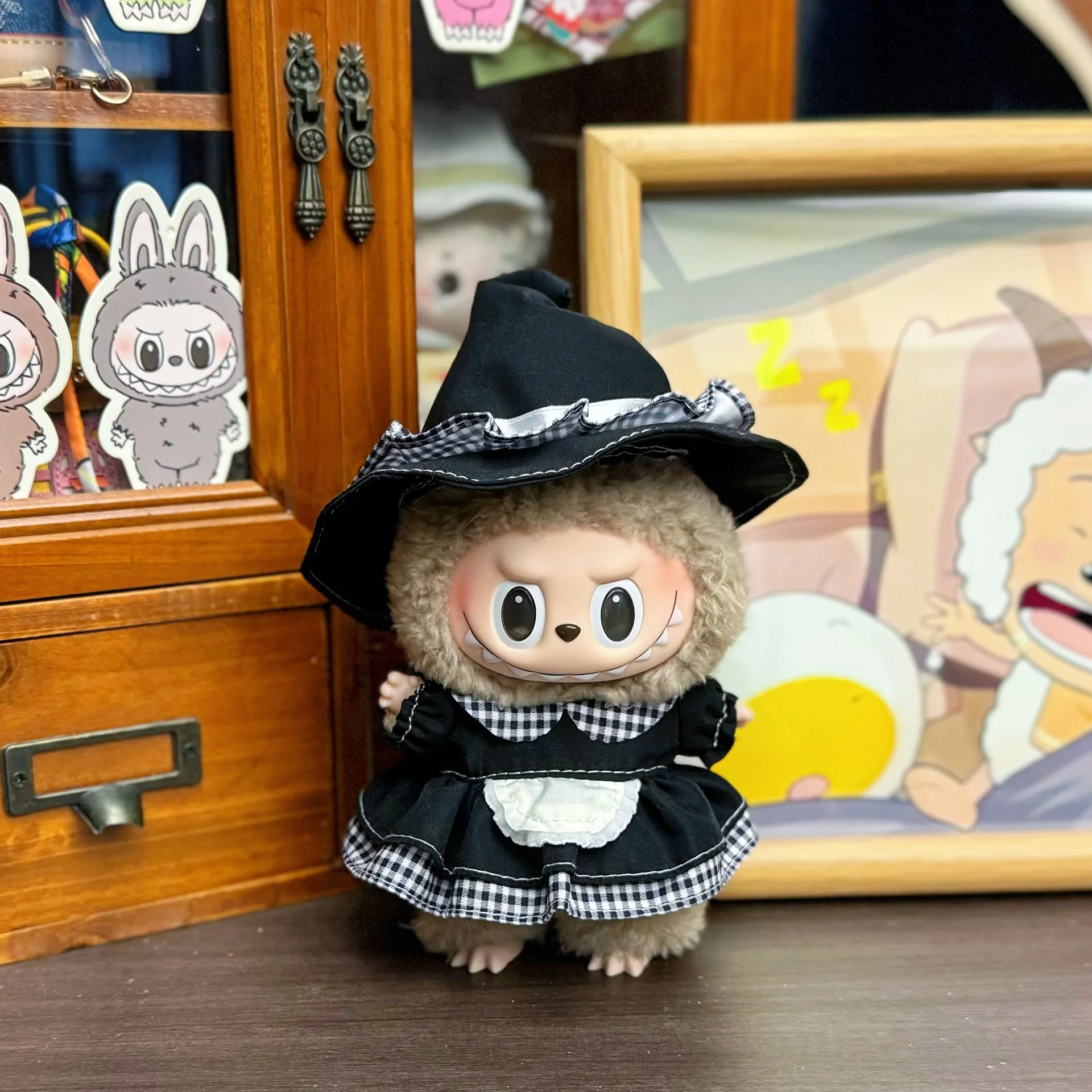 Vêtements de poupée pour 15/17cm, vêtements Labubu, robe noire, Mini vêtements, jouet de bricolage, cadeau pour Fans