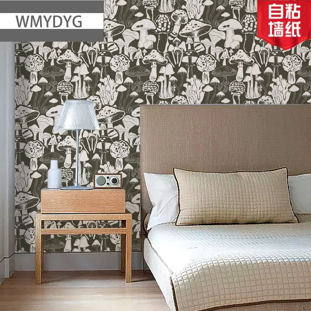 Vintage Mushroom Self Adhesive Wallpaper Woodland Sketch Peel and Stick Wall Mural Removable Waterproof Boho Home Decor