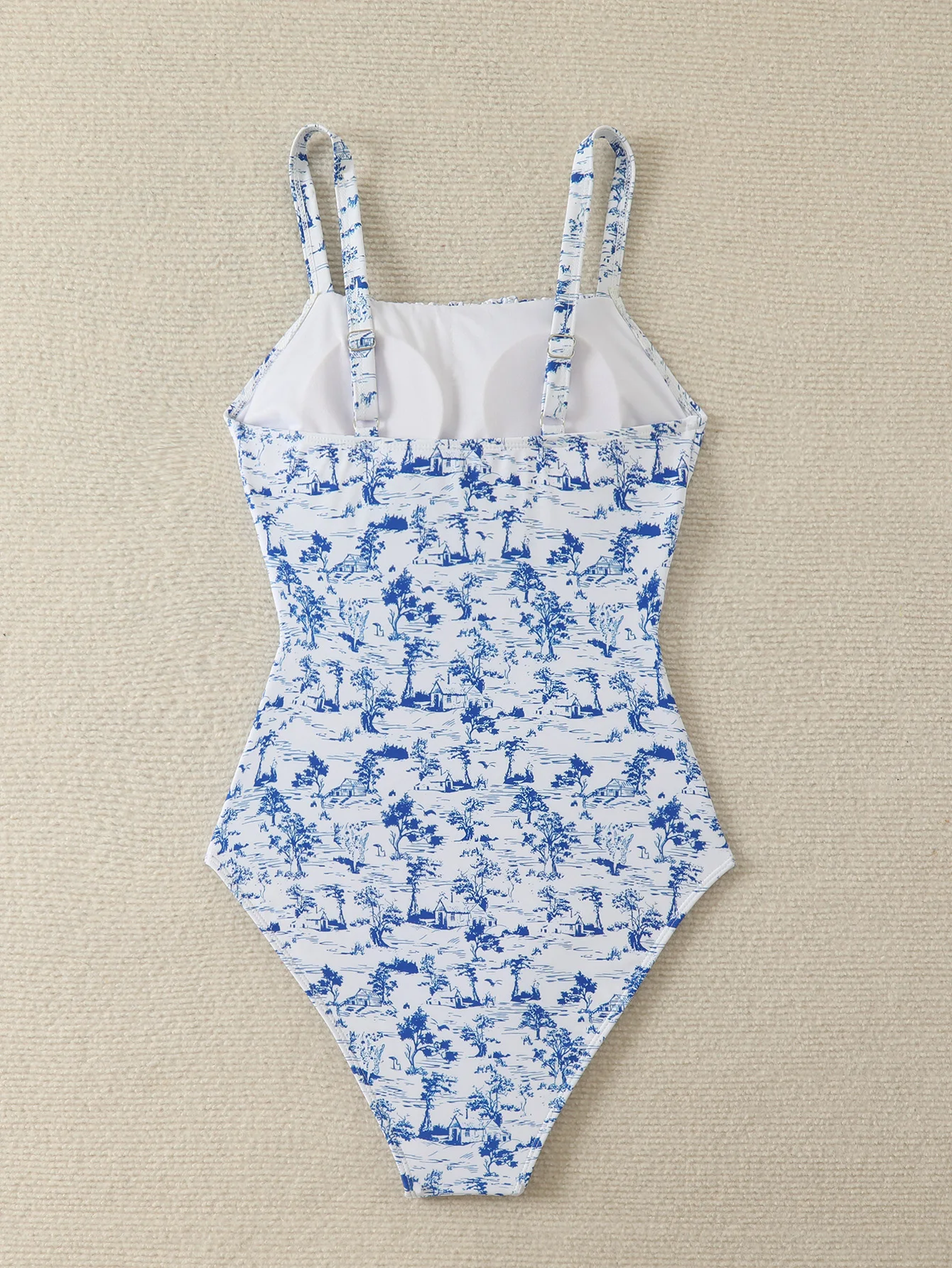 2025 Summer Women's High Waist One-Piece Bikini Floral Print Monokini Swimsuit Trendy Slim-Fit Bathing Suit Straps Bodysuit Ropa