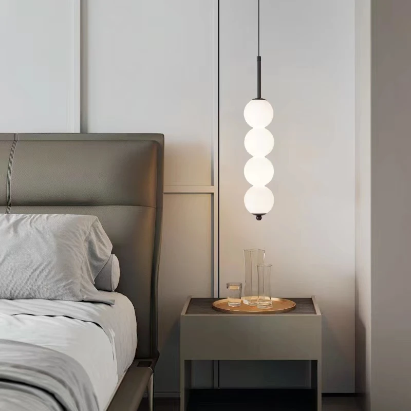 

Interior LED Pendant Lamp for Bedroom Bedside Dining Living Room Pearl Hang Lamp Glass Ball Home Decor Light Fixture