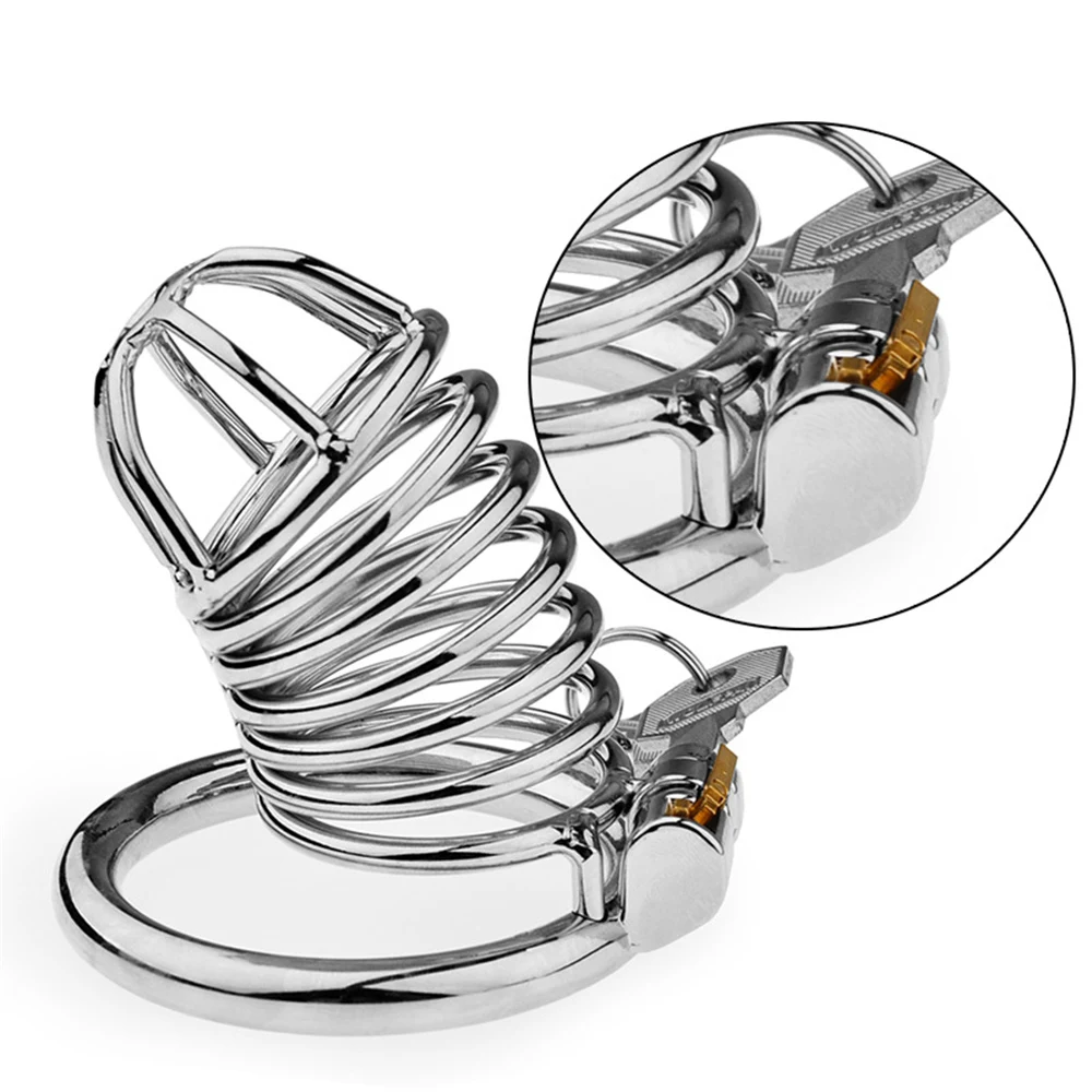 Big Penis Lock Male Chastity Cock Cage Device Penis Restrict Erotic Bondage Husband Loyalty Big Metal Cock Cage