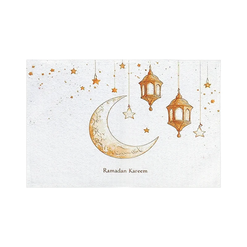 45x30cm Eid Mubarak Ramadan Linen Placemat Decoration Home Kitchen Accessories Islamic Muslim Party Table Decorations