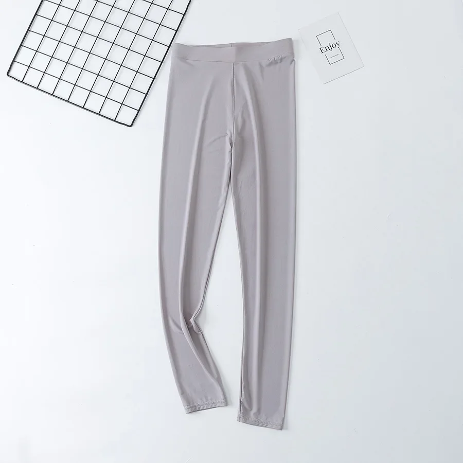Summer Ice Silk Leggings Women Nylon Thin Style Leggings High Waist Stretchy Pencil Pants Sports Casul Big Size Leggings