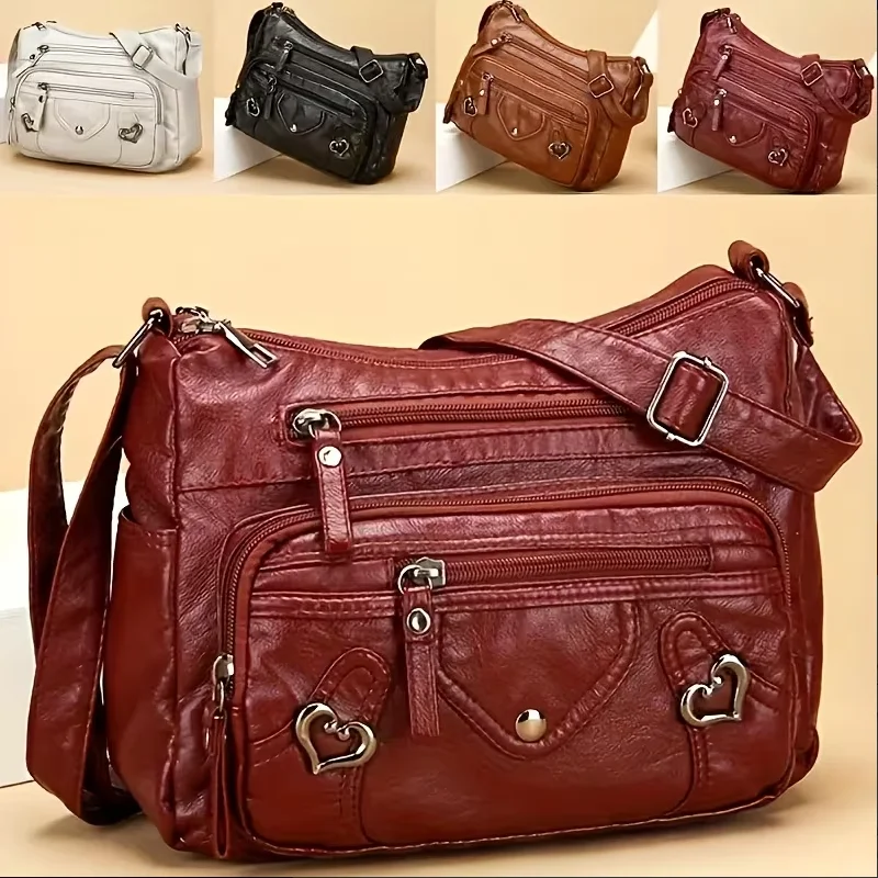 2026 Multi-pocket soft leather messenger bag luxury wallet handbag women's bag designer women's shoulder messenger bag