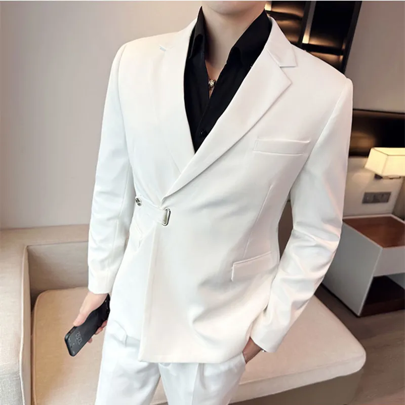 Fall British Style Men Blazers Single Breasted Casual Suit Jacket Wedding Business Dress Coat Social Banquet Tuxedo Costume 4XL