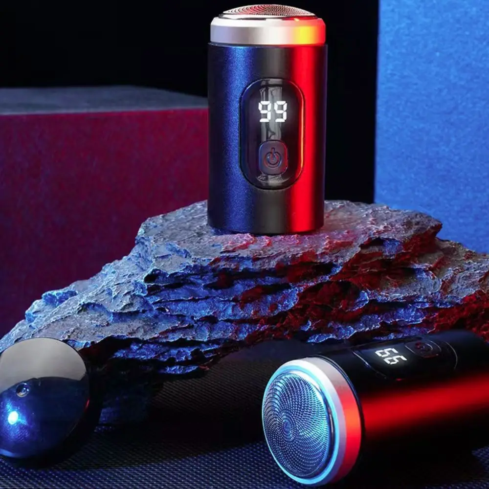 

Прочная электробритва с цифровым дисплеем, перезаряжаемая, долговечная карманная бритва с крышкой, мини-бритва, подарок отцу