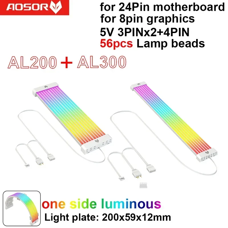 5V 3PIN AL200 AL300 Neon Light Board ARGB Aura Sync Flexible Broader PC Case Power Supply DIY for 3x8PIN GPU/24PIN Motherboard