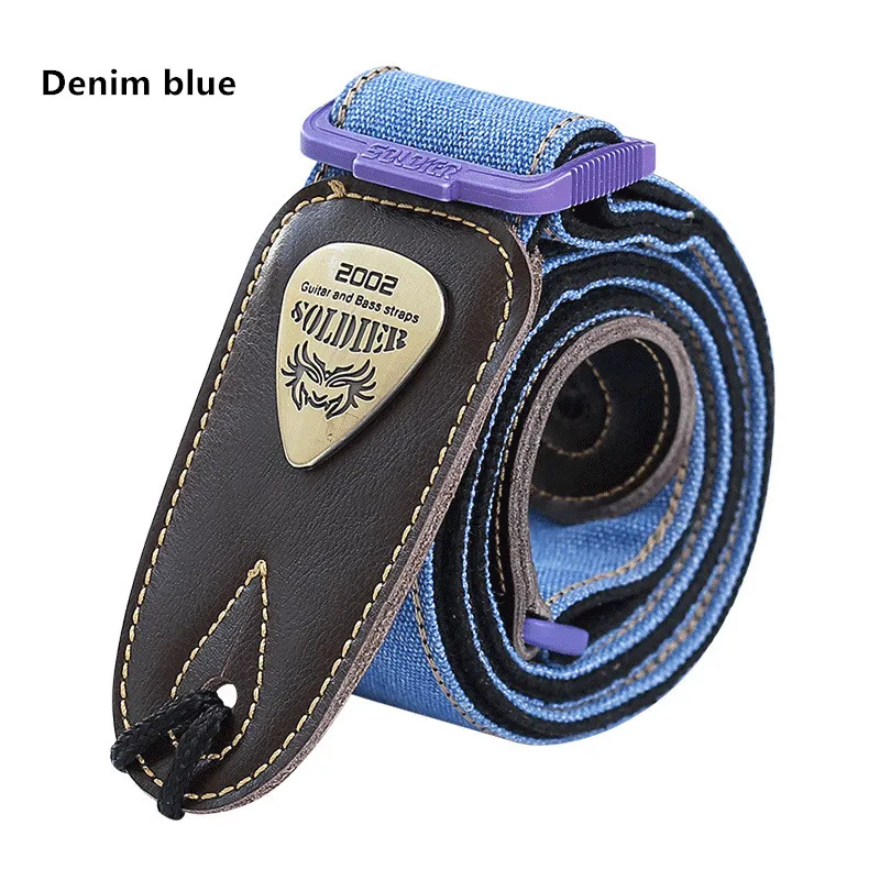 Multi Color Soldier Guitar Strap White Blue Red Adjustable Electric Acoustic Bass Guitar Strap Thicken Musical Instruments