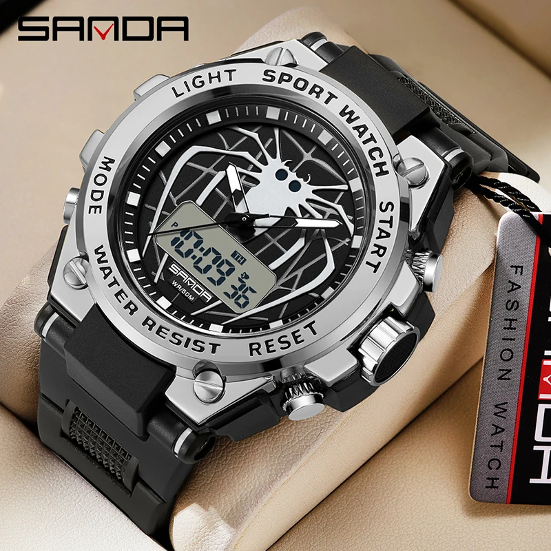 

Sanda 3159 New Spider dial fluorescent night light waterproof electronic watch fashionable and personalized watch