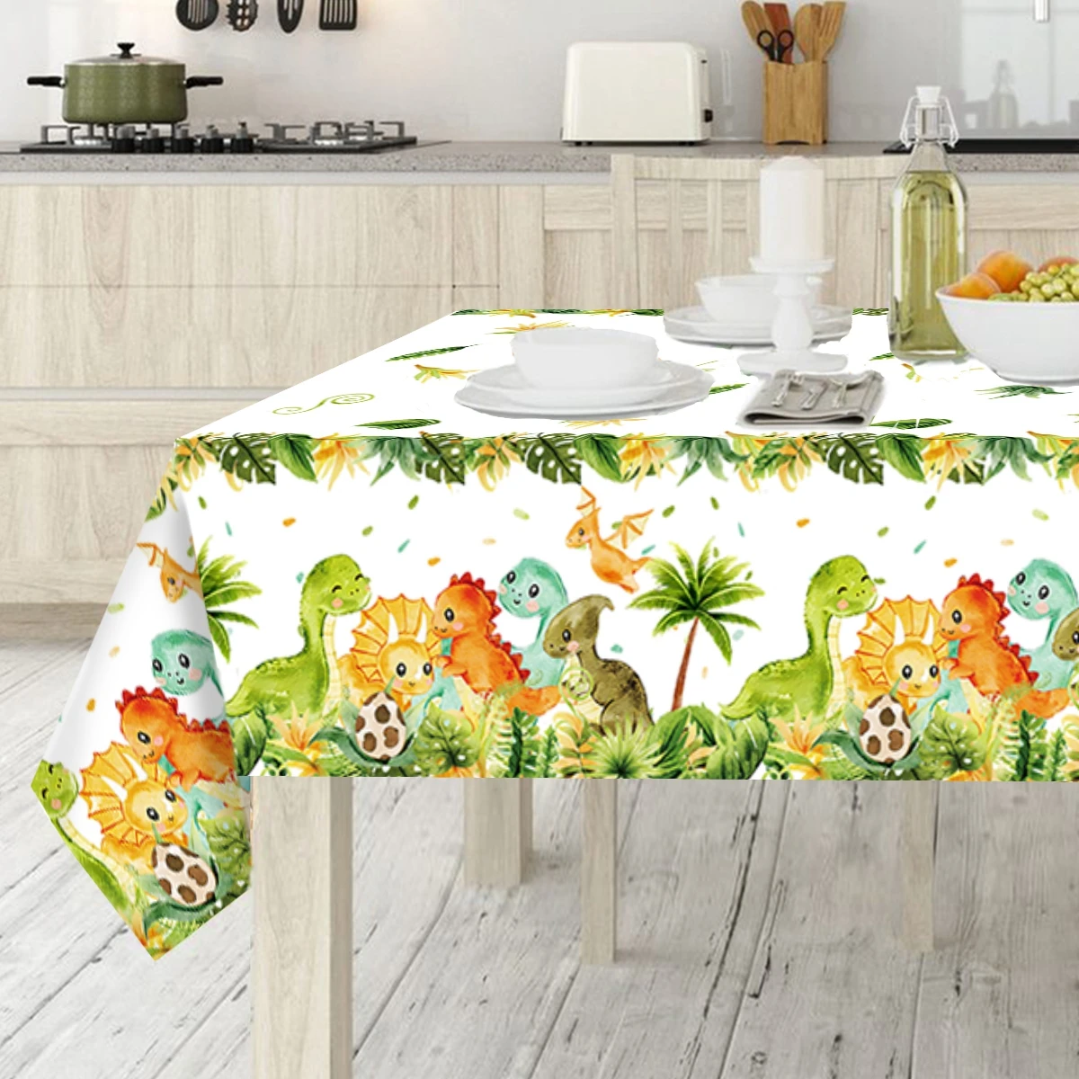 Dinosaur Birthday Decoration Cartoon Dinosaur Disposable Tablecloth Tableware Baby Shower Jungle Safari Birthday Party Supplies