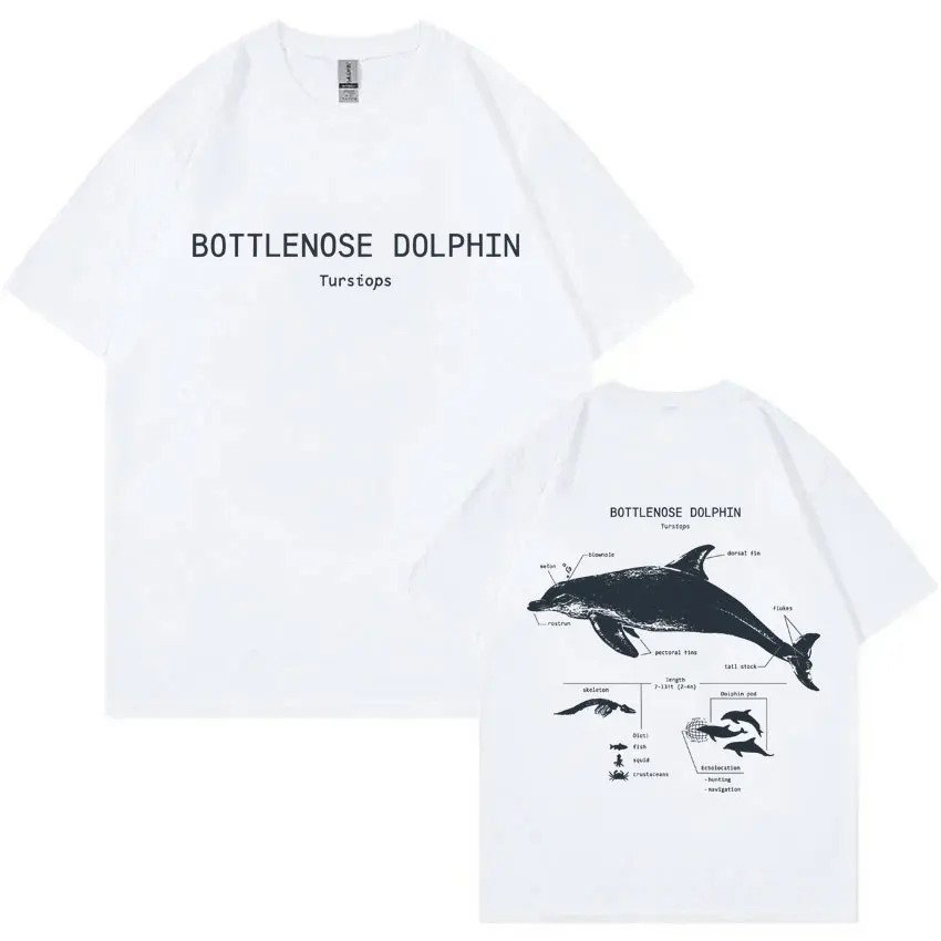 

Funny Bottlenose Dolphin Anatomy Graphic T-shirt Men Women Casual Oversized T Shirts Men's Vintage Cotton T-shirts Streetwear