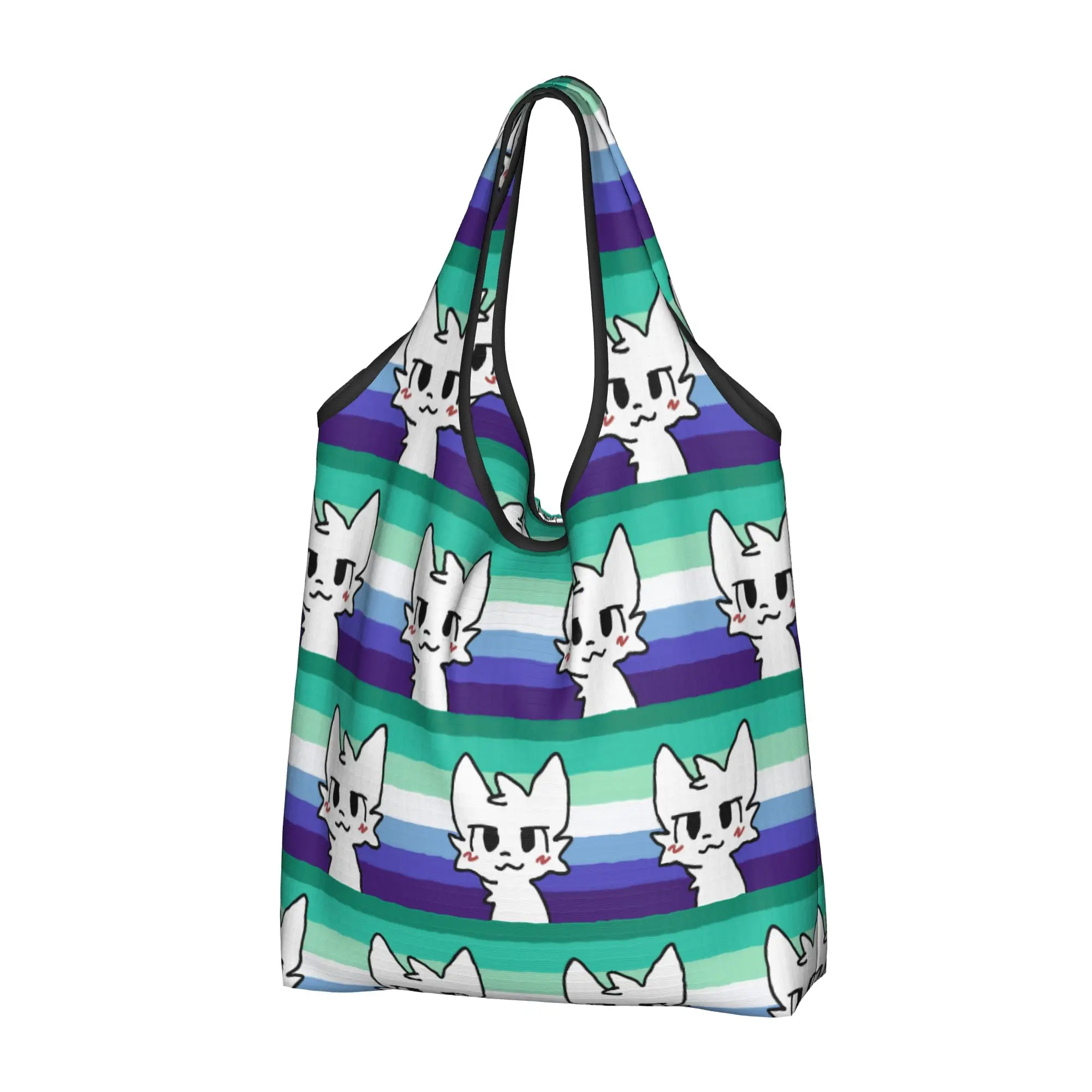 Fashion Print Boykisser Silly Cat Tote Shopping Bags Portable Shoulder Shopper Anime Handbag