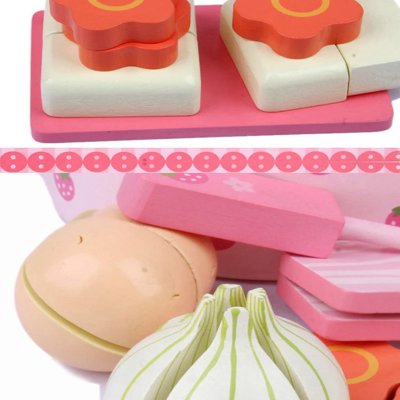 Juguetes de cocina Kawaii para niños, simulación de vegetales, olla caliente, juguetes de madera, cocina, cocinar, Prentend, jugar, comida, Tofu, cuchillo, juego de sartén