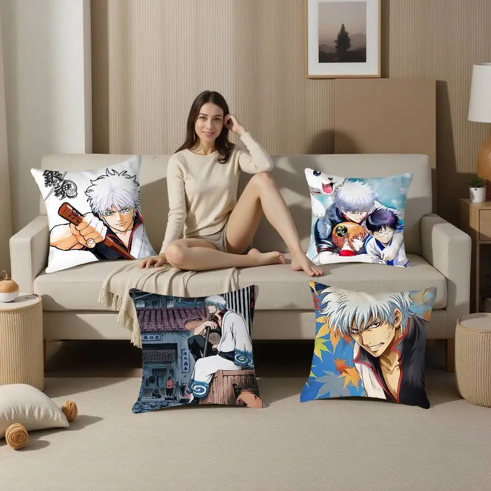 Anime GinTama Pillow Case Plush Fabric Soft  Pillowcase Double Sided Print Cushion Cover Household Gifts