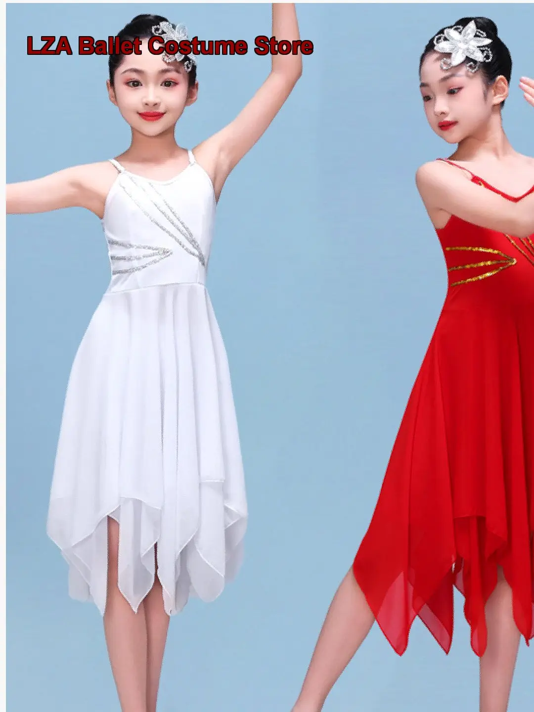 Dance Dress Chiffon Modern Gown Performance Dress Children's Tulle Skirt Dance Performance Tutu Performance Costume Girls