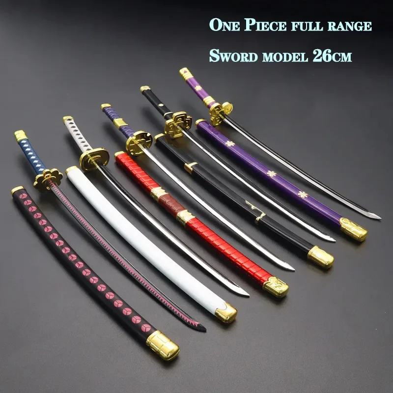 

26cm One Piece Sword Zoro Weapon Enma Katana Shusui Samurai Wado Ichimonji Metal Model Luffy Sandai Kitetsu Home Decoration Toys