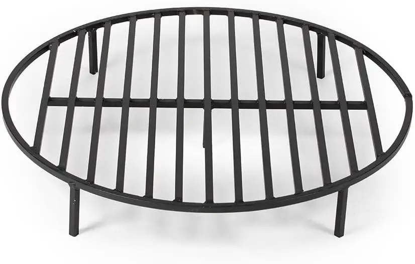 TITAN GREAT OUTDOORS Ash & Ember Round 30in Fire Pit Grate, Heavy Duty 1/2in Steel Elevated Log Wood Pit Grate, Burning Fireplac