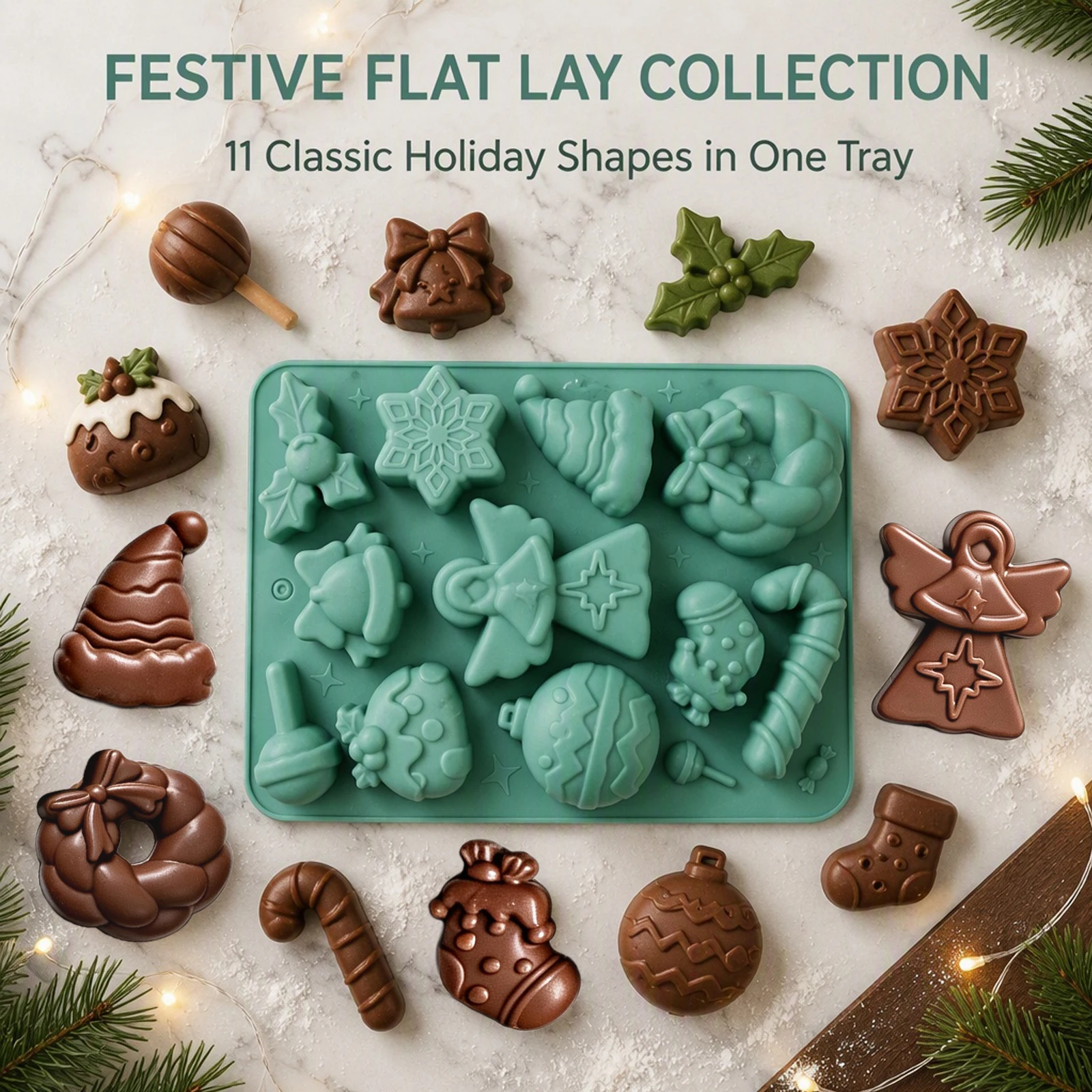 Silicone Christmas Baking Candy Molds Thick Non-Stick Multi-Shaped Christmas Candy Making for Chocolate Candy Jelly Bakin