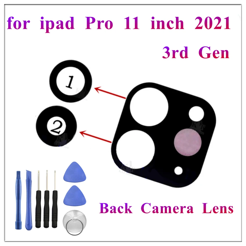 1Pcs Rear Back Camera Cam Glass Lens Without Frame Cover Adhesive for Ipad Pro 11 Inch 2021 3rd Gen Replacement Parts