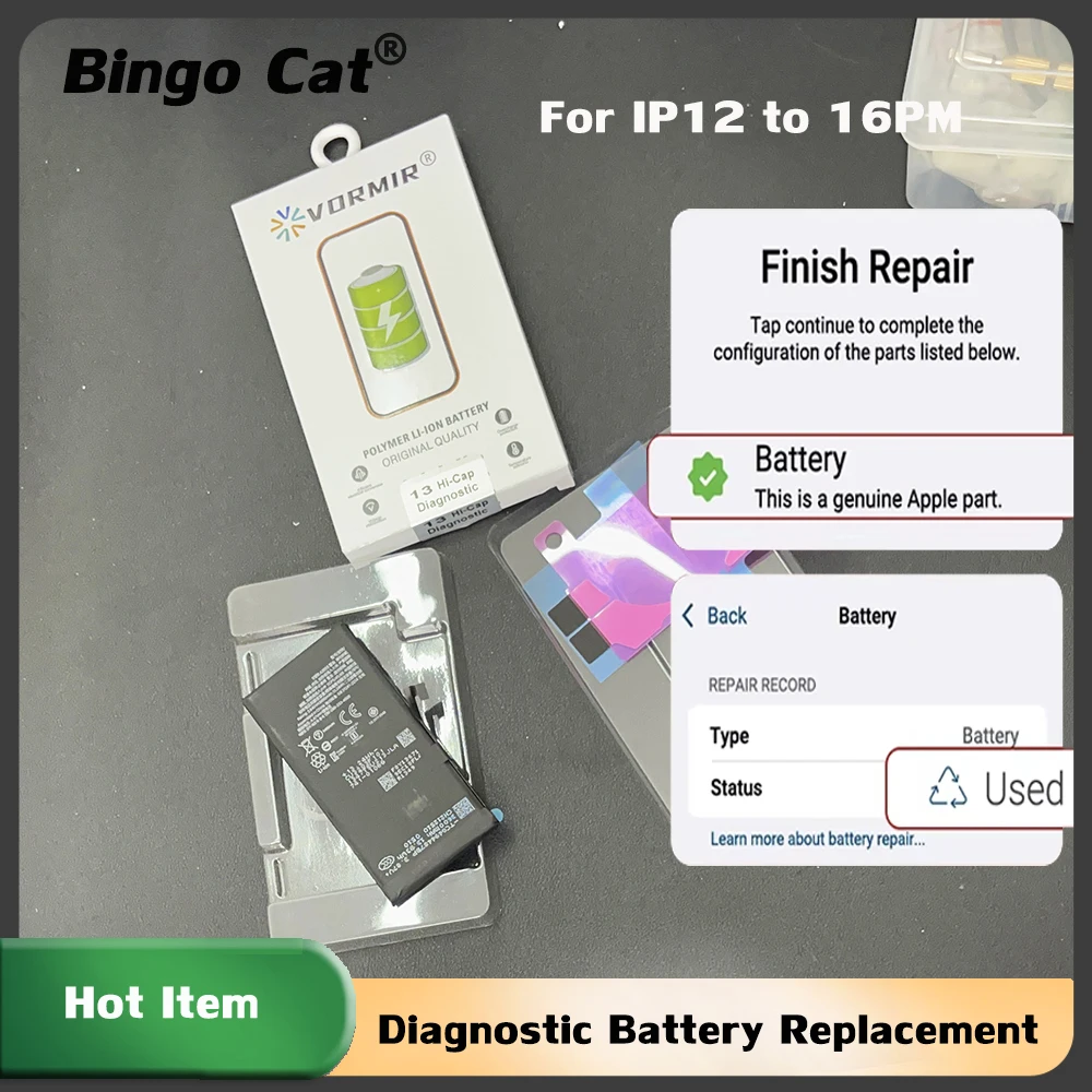 

5 шт. высокопроизводительных диагностических аккумуляторов с BMS, без всплывающих сообщений, для диагностики через iOS26 для iPhone 12, 13, 14, 15 Pro Max, mini, Plus