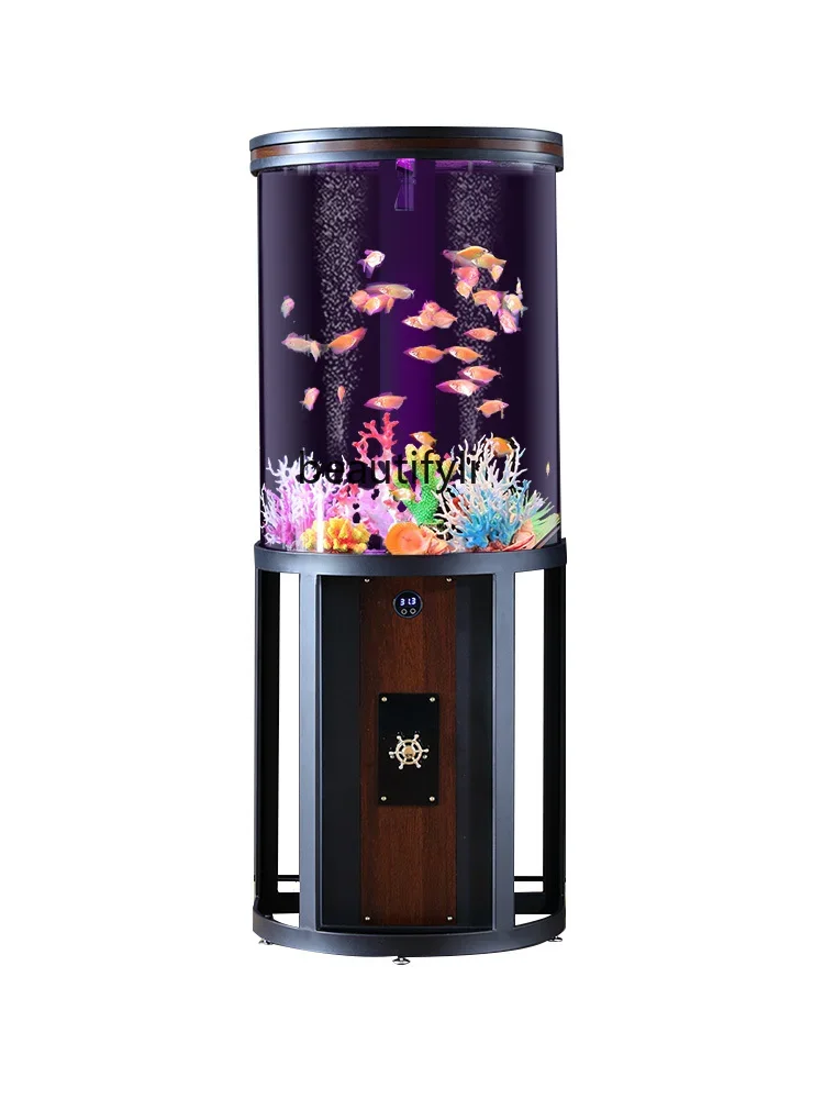

X Semicircle Fish Tank Living Room Small Household Floor Smart Lazy Change Water Acrylic Cylinder Aquarium