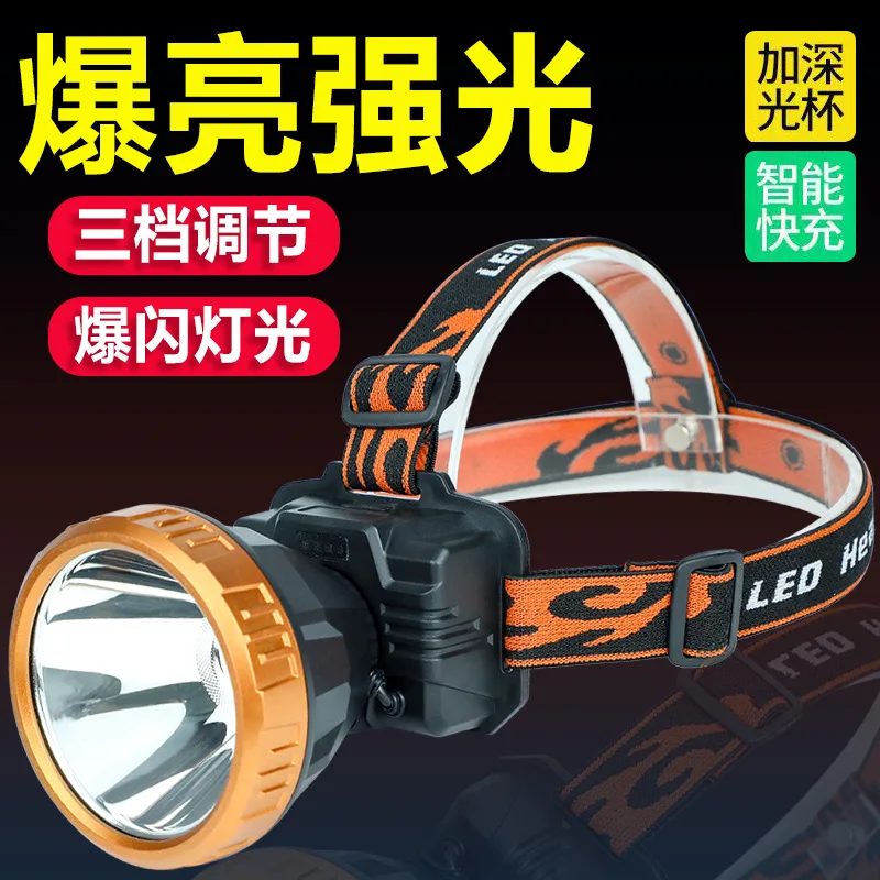 LEDHeadlight Strong Light Long-Range Rechargeable Waterproof Super Bright Head-Mounted Night Fishing Lamp Miner's Lamp Ultra-Lon