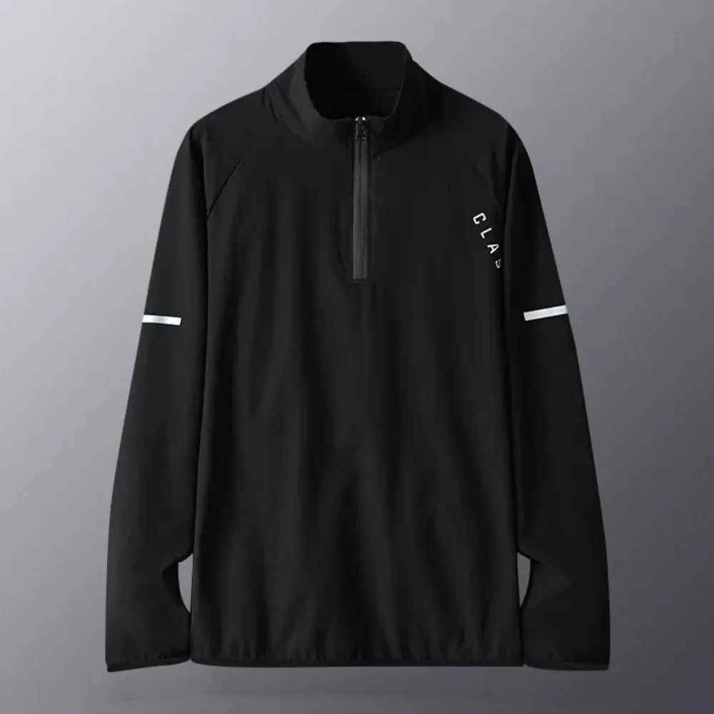 Long Sleeved Men's Fitness T-shirt with Reflective Strip Sportswear Sport Running Shirts Quick Dry Windproof Men Sport T-shirt